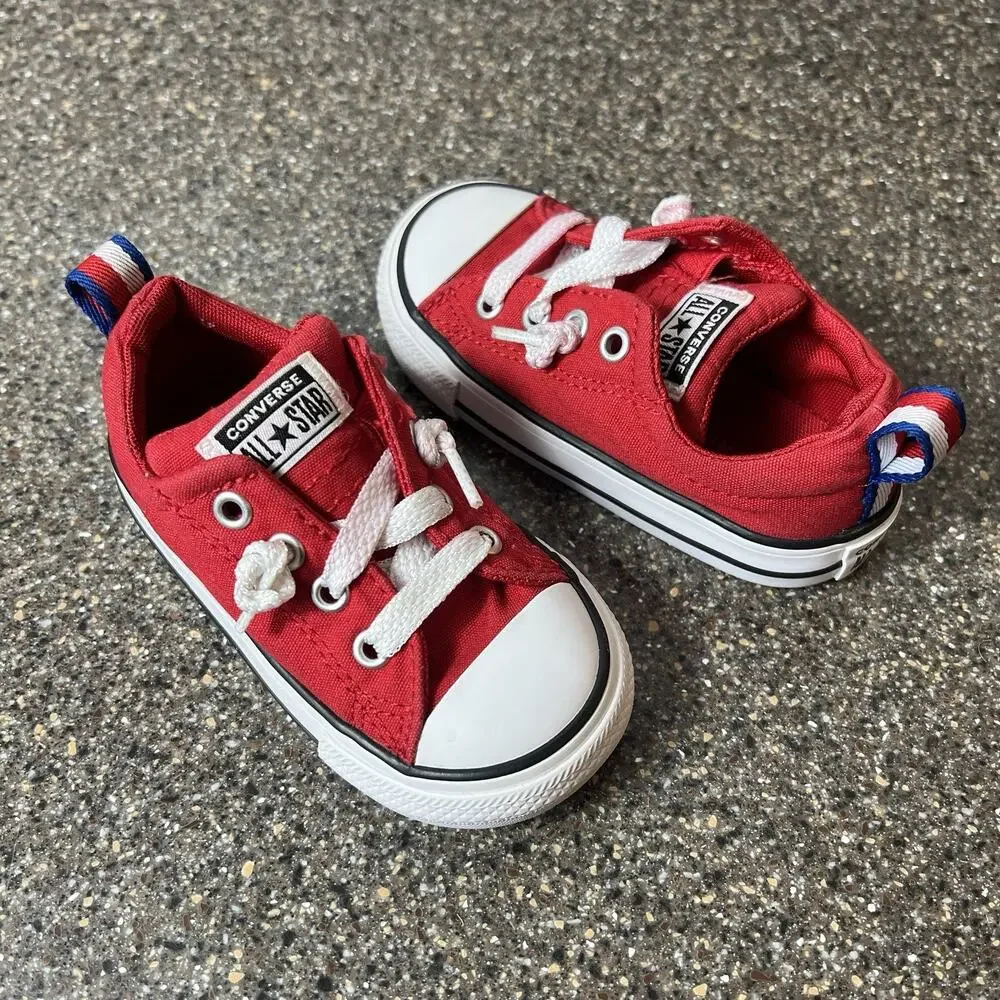 Converse All Star Kids Toddler Infant 6 Red Canvas Sneaker Slip On Low Top Shoes